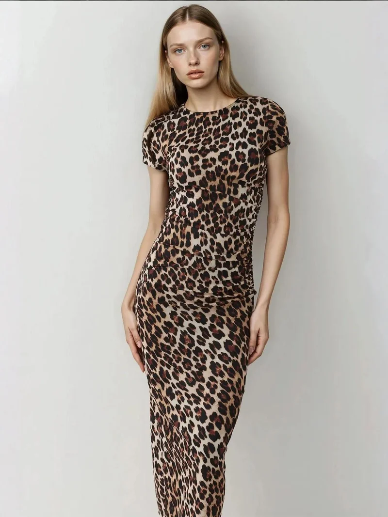 HICCUP Printed Fitted Maxi Dress with Slit