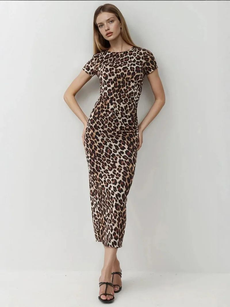 HICCUP Printed Fitted Maxi Dress with Slit