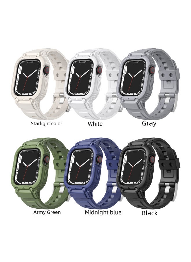 ماركة غير محددة - مناسب لساعة Apple حزام متكامل Appleiwatch876543s9 Armor TPU Star Color حزام عبر الحدود - اللون: رمادي 40/41 مم - Image 1