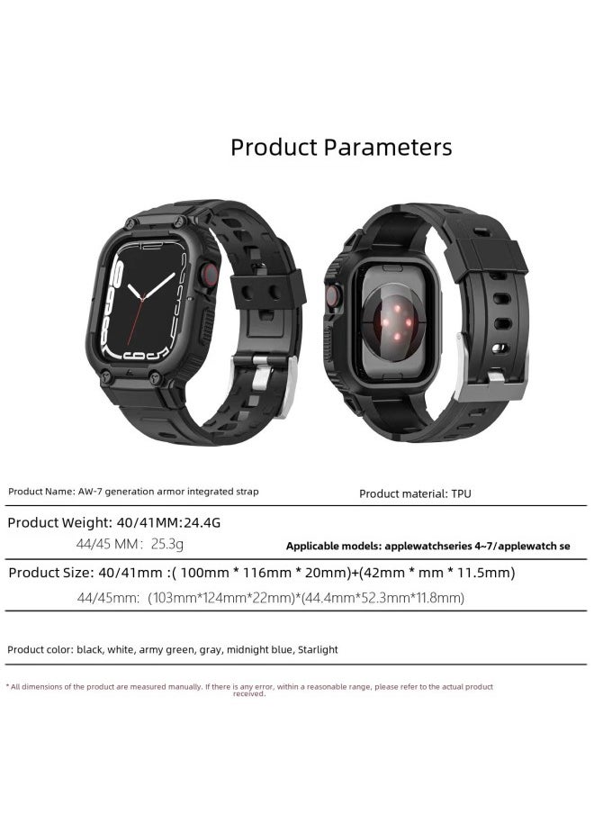 ماركة غير محددة - مناسب لساعة Apple حزام متكامل Appleiwatch876543s9 Armor TPU Star Color حزام عبر الحدود - اللون: رمادي 40/41 مم - Image 1