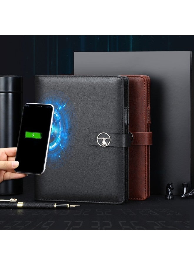 Jiaranheng بنك طاقة دفتر ملاحظات قابل لإعادة الشحن من جيارانهنغ، هدية مكتبية، دفتر متعدد الوظائف قابل للتخصيص للشحن اللاسلكي، دفتر ملاحظات محمول مفكك، مجموعة هدايا فاخرة للتقديم، أسود - Image 2