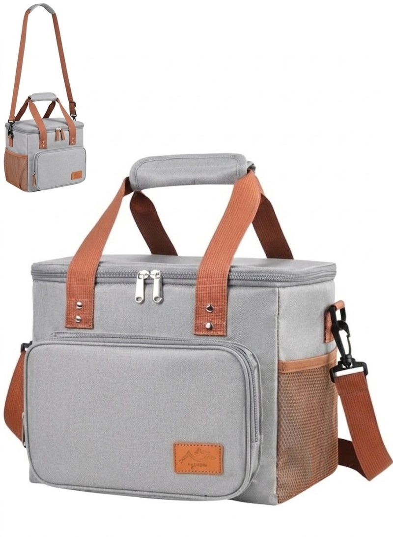 16L Insulated Lunch Bag for Adults – Reusable Waterproof Oxford Cooler Tote with Food-Grade Aluminum Foil Interior – Large Capacity Holds Meals, Snacks, and Up to 20 x 330ml Bottles – Ideal Thermal Lunch Box for Work, School, Travel, Picnics, and Outdoor Activities - Image 1