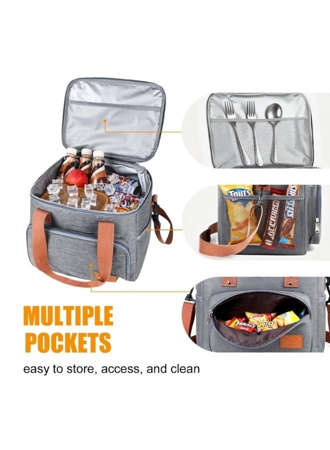 16L Insulated Lunch Bag for Adults – Reusable Waterproof Oxford Cooler Tote with Food-Grade Aluminum Foil Interior – Large Capacity Holds Meals, Snacks, and Up to 20 x 330ml Bottles – Ideal Thermal Lunch Box for Work, School, Travel, Picnics, and Outdoor Activities - Image 5