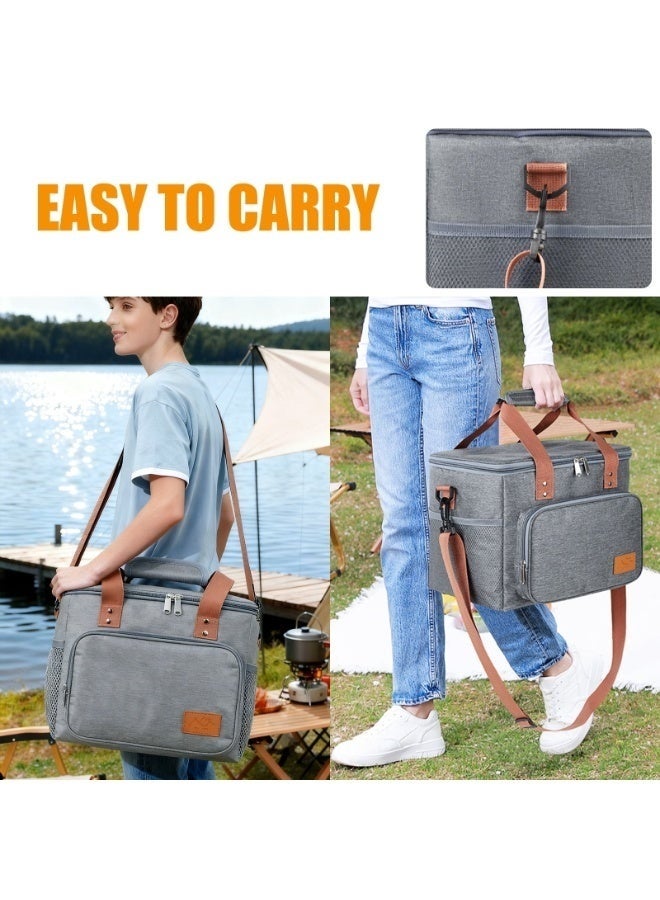 16L Insulated Lunch Bag for Adults – Reusable Waterproof Oxford Cooler Tote with Food-Grade Aluminum Foil Interior – Large Capacity Holds Meals, Snacks, and Up to 20 x 330ml Bottles – Ideal Thermal Lunch Box for Work, School, Travel, Picnics, and Outdoor Activities - Image 4