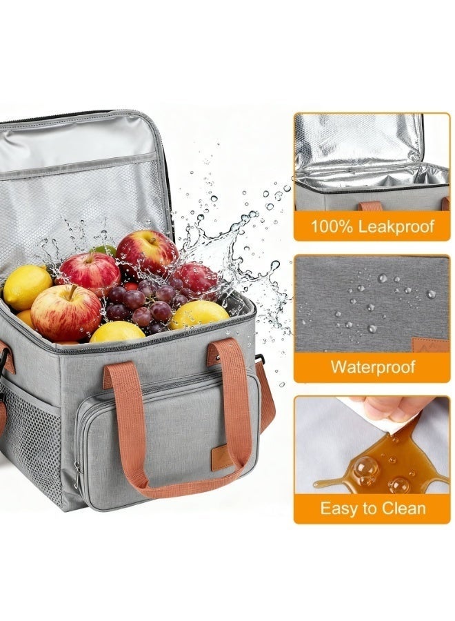 16L Insulated Lunch Bag for Adults – Reusable Waterproof Oxford Cooler Tote with Food-Grade Aluminum Foil Interior – Large Capacity Holds Meals, Snacks, and Up to 20 x 330ml Bottles – Ideal Thermal Lunch Box for Work, School, Travel, Picnics, and Outdoor Activities - Image 2