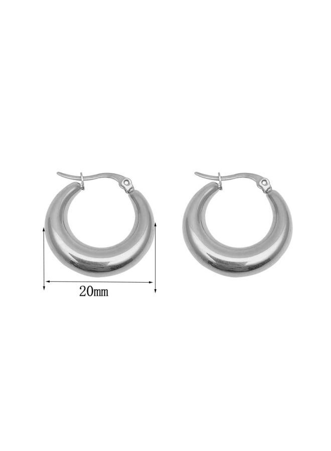 925 Sterling Silver European And American Water Drop Oval Earrings Exaggerated Personality Hong Kong Style Hip Hop Net Red Earrings Explosions Trendy