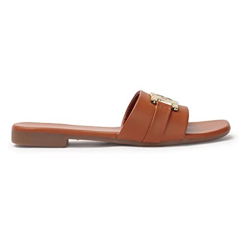 XE Looks Women's Tan Buckle Design Effortless Soft & Comfortable Slipper | Versatile and Comfortable Flats For Girls & Women - Image 5
