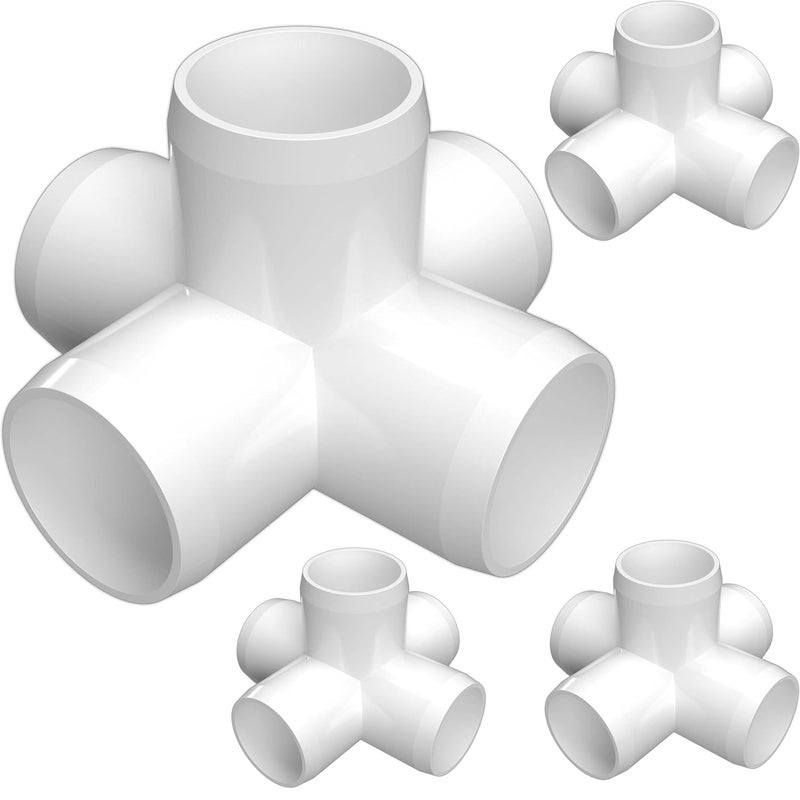FORMUFIT 1-1/4" 5-Way Cross Furniture Grade PVC Fitting in White, Made in USA, UV-Resistant, Impact-Proof, 1.660" Actual Socket Diameter (4-Pack) - F1145WC-WH-4 - Image 1