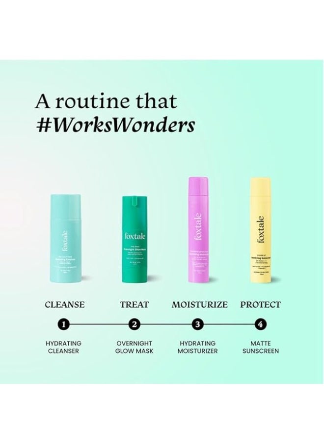 foxtale 2% Glycolic + 2% Lactic Acid Overnight Glow Mask With AHA, PHA & Provitamin B5 30 second facial for salon like brightening For clear, smooth, soft skin Men and Women 30 ml, Green - Image 3