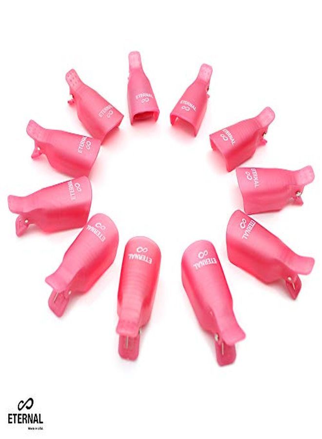ETERNAL - 10 Piece Set Plastic Acrylic Soak Off Cap Clip - Professional Nail Art Uv Gel Polish Remover - Reusable And Space Saver Wrap Cleaner Cap Clip (Pink) - Image 3