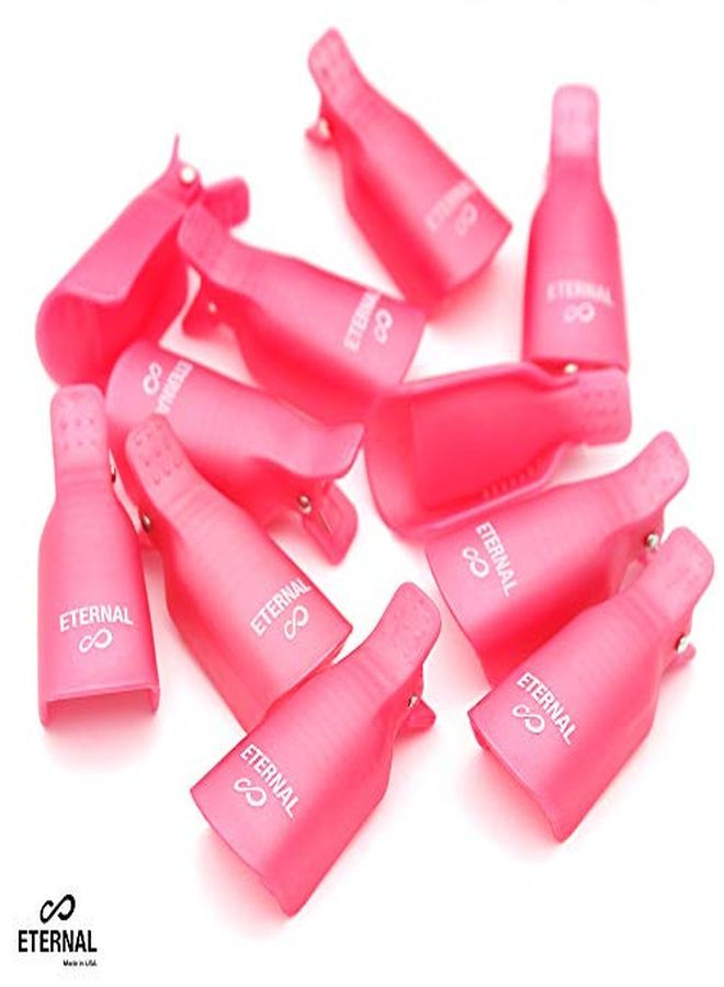 ETERNAL - 10 Piece Set Plastic Acrylic Soak Off Cap Clip - Professional Nail Art Uv Gel Polish Remover - Reusable And Space Saver Wrap Cleaner Cap Clip (Pink) - Image 2