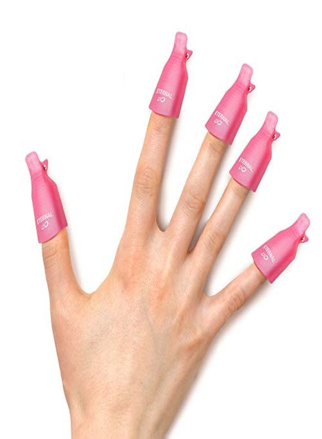 ETERNAL - 10 Piece Set Plastic Acrylic Soak Off Cap Clip - Professional Nail Art Uv Gel Polish Remover - Reusable And Space Saver Wrap Cleaner Cap Clip (Pink) - Image 1