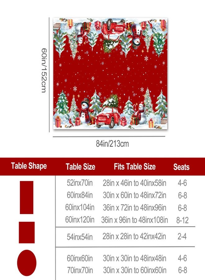 LEWARAN Christmas Tablecloth 60x84 Inch Rectangle, Christmas Decorations For Home Snowmen Red Table Cloth Festival, Xmas Snowmen Tablecloths Cover Oblong Polyester Vintage for Winter Picnic Party Dinner - Image 2