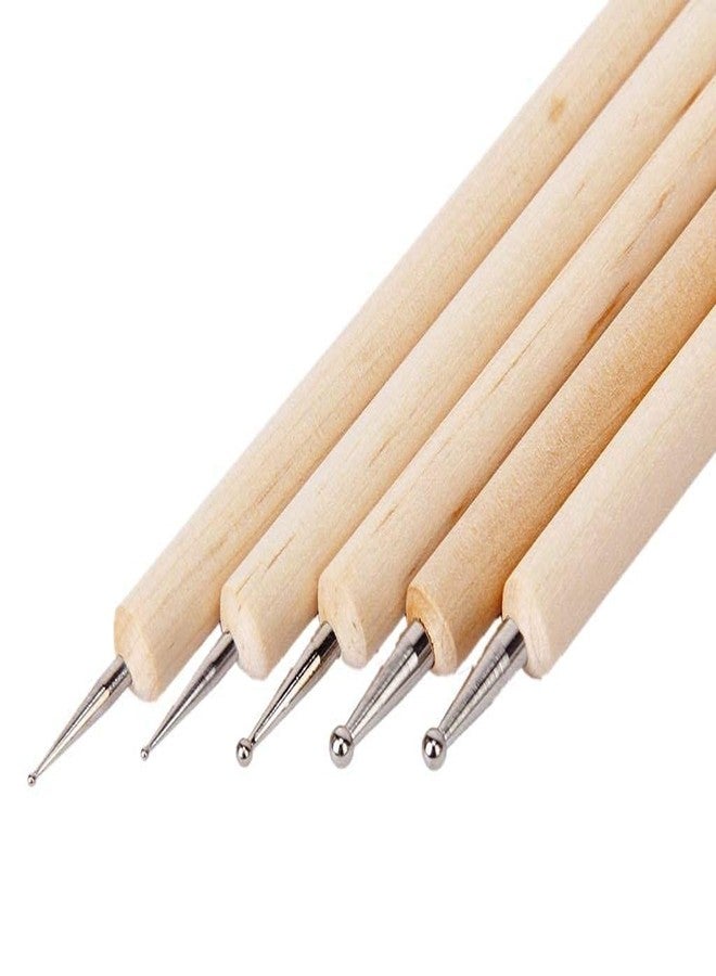OMAZING KITCHEN 5 Piece Wooden Embossing Dotting Tool Set for Mandala Clay Pottery Ceramic Nail Art and Clay Sculpting Modeling Tools - Image 2