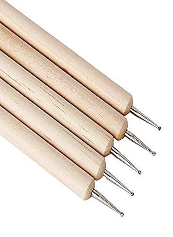 OMAZING KITCHEN 5 Piece Wooden Embossing Dotting Tool Set for Mandala Clay Pottery Ceramic Nail Art and Clay Sculpting Modeling Tools - Image 4