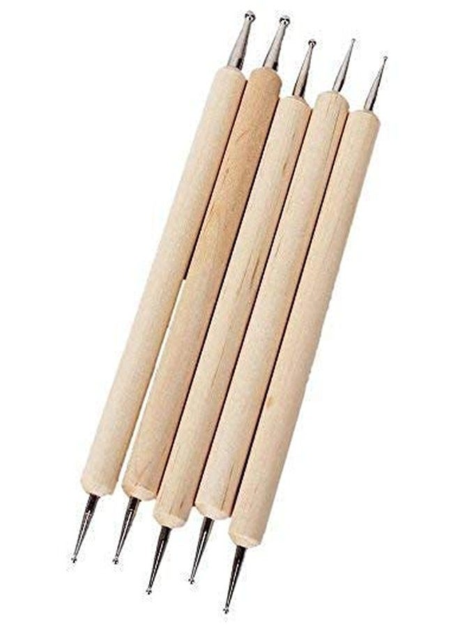 OMAZING KITCHEN 5 Piece Wooden Embossing Dotting Tool Set for Mandala Clay Pottery Ceramic Nail Art and Clay Sculpting Modeling Tools - Image 1