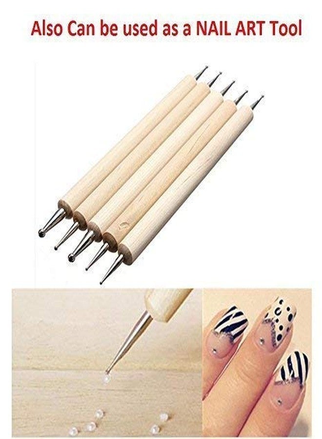 OMAZING KITCHEN 5 Piece Wooden Embossing Dotting Tool Set for Mandala Clay Pottery Ceramic Nail Art and Clay Sculpting Modeling Tools - Image 3