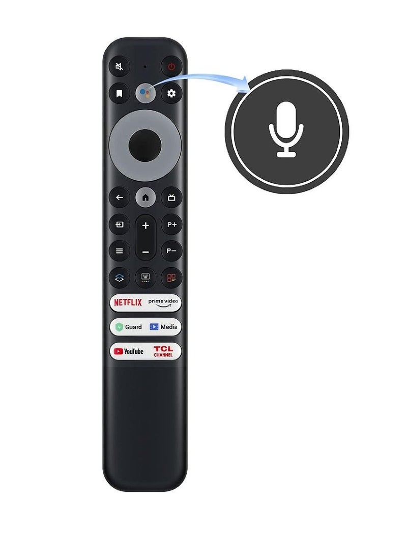 ICS - Voice Remote Control Compatible For TCL 8K QLED 4 Series 4k UHD LED Smart Android Televisions with Netflix YouTube Guard Media Prime Video TCL Channel Apps Black - Image 1