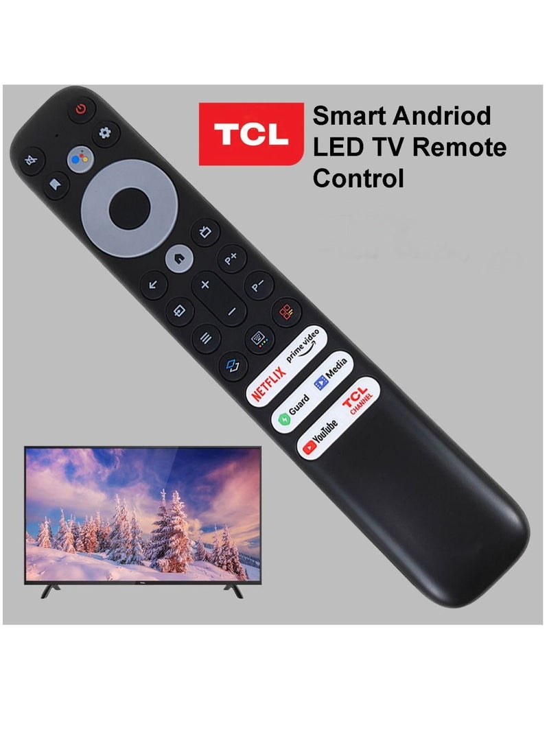 ICS - Voice Remote Control Compatible For TCL 8K QLED 4 Series 4k UHD LED Smart Android Televisions with Netflix YouTube Guard Media Prime Video TCL Channel Apps Black - Image 1