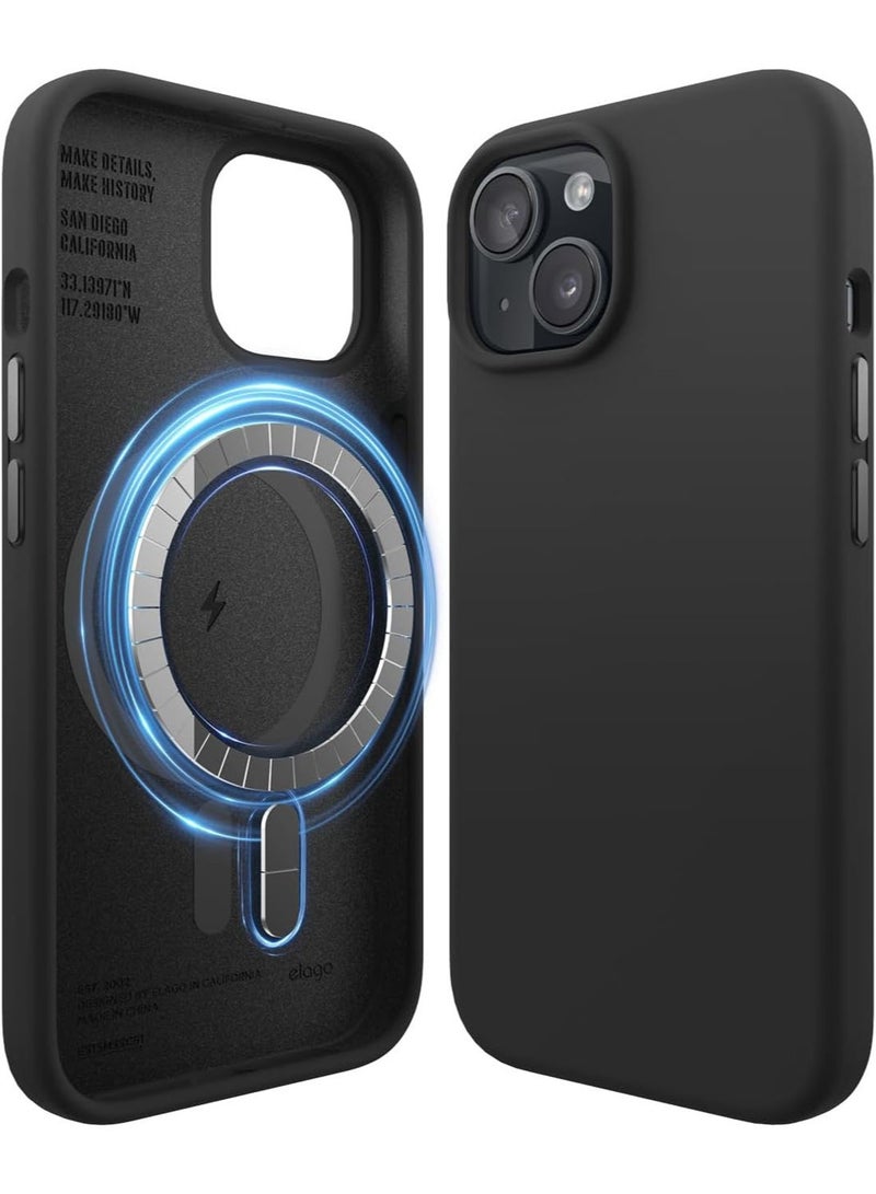 Elago Magnetic Liquid Silicone for  iPhone 15 Case Cover with MagSafe Shockproof - Black - Image 1