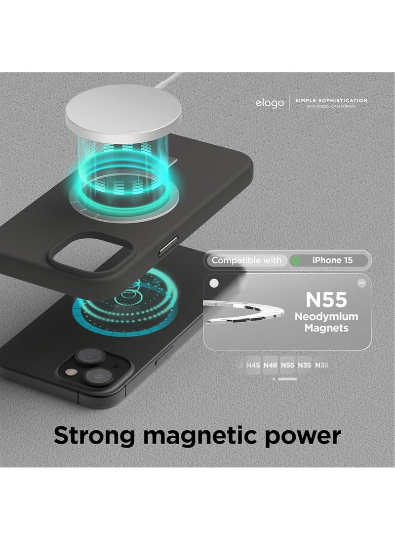 Elago Magnetic Liquid Silicone for  iPhone 15 Case Cover with MagSafe Shockproof - Black - Image 2