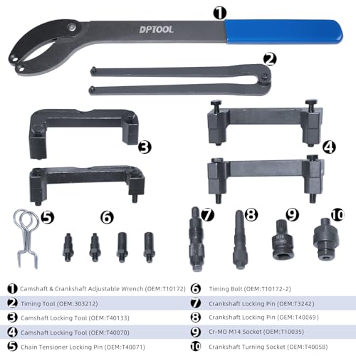 DPTOOL مجموعة أدوات توقيت DPTOOL بديلة لأودي VW 2.0 2.4 2.8 3.0T 3.2 4.2 5.2 محرك A4 A6 A6L A8 Q5 Q7 R8 303212 T40133 T40070 T40058 T10172 أداة قفل عمود الكامات - Image 2
