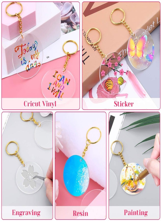 Audab Acrylic Keychain Blanks (108 pcs) - Including Acrylic Ornament Blanks, Gold Key Chain Rings and Jump Rings for DIY Projects - Image 3