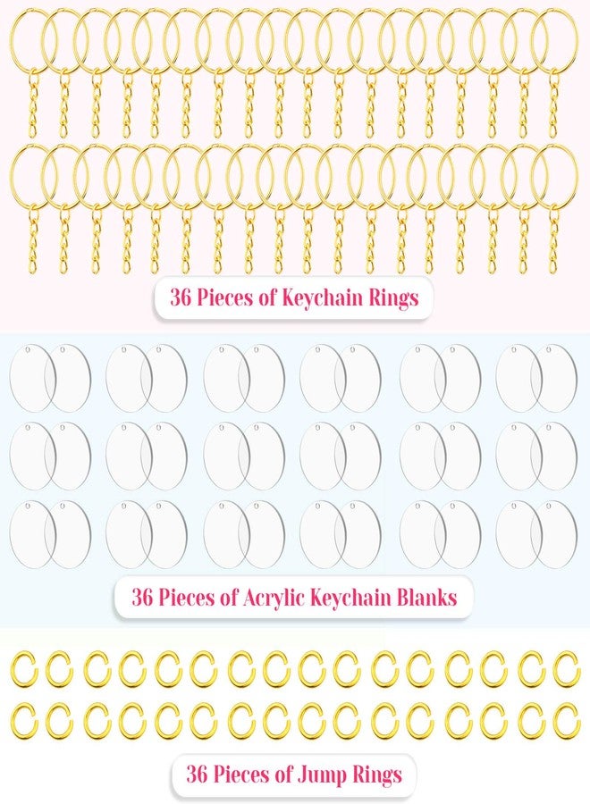 Audab Acrylic Keychain Blanks (108 pcs) - Including Acrylic Ornament Blanks, Gold Key Chain Rings and Jump Rings for DIY Projects - Image 5