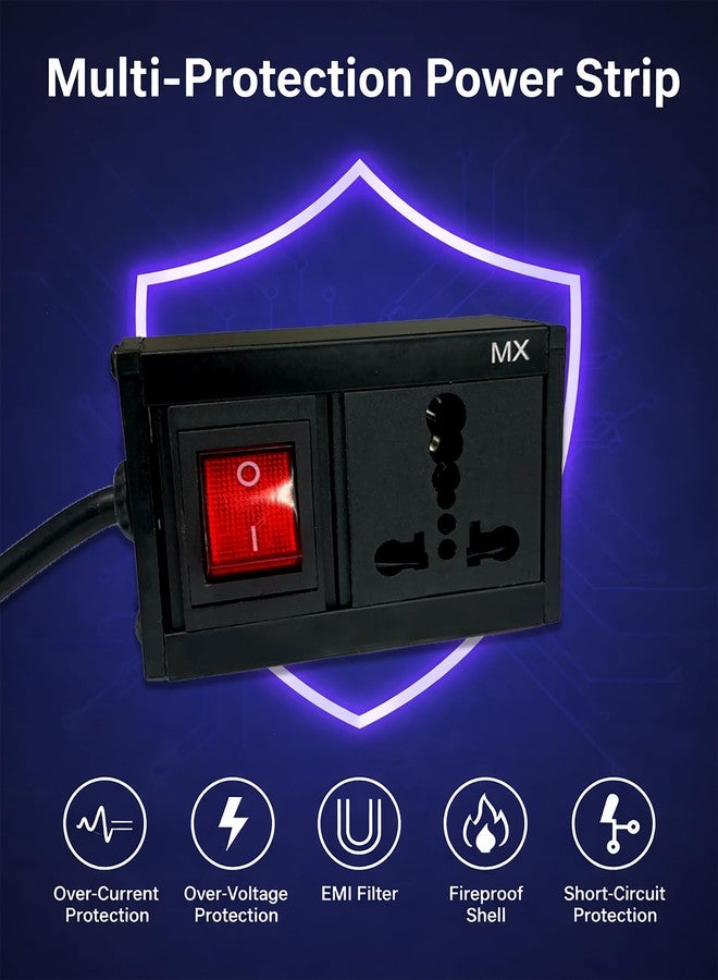 MX Single Socket Extension Board with Heavy Duty Long Extension Cord 30 Meter 1800W 6a to 16a Converter Plug Master Switch 3 Pin Plug Socket Board 3 pin Extension Cord 16 amp with Safety Shutter - Image 3