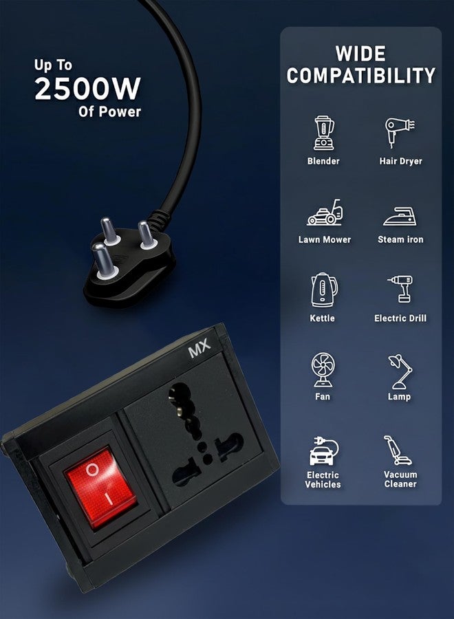 MX Single Socket Extension Board with Heavy Duty Long Extension Cord 30 Meter 1800W 6a to 16a Converter Plug Master Switch 3 Pin Plug Socket Board 3 pin Extension Cord 16 amp with Safety Shutter - Image 5