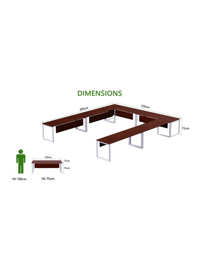 Mahmayi Mahmayi Vorm 136-16 12 Seater Apple Cherry U-Shaped Conference-Meeting Table  - Image 4