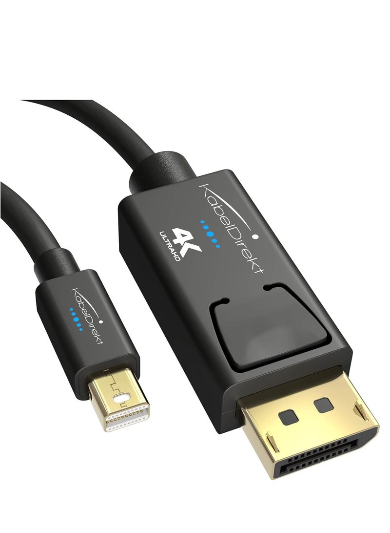 Mini DisplayPort Thunderbolt to 1L Ultra HD 4K 60Hz DisplayPort 1.2 Cable for PC Mac with Locking DP Connector Black - Image 1