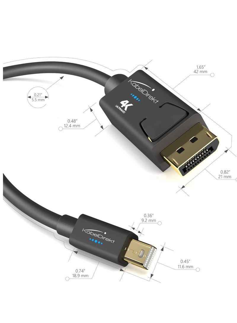 Mini DisplayPort Thunderbolt to 1L Ultra HD 4K 60Hz DisplayPort 1.2 Cable for PC Mac with Locking DP Connector Black - Image 3