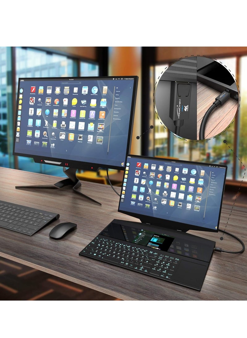 Mini DisplayPort Thunderbolt to 1L Ultra HD 4K 60Hz DisplayPort 1.2 Cable for PC Mac with Locking DP Connector Black - Image 4