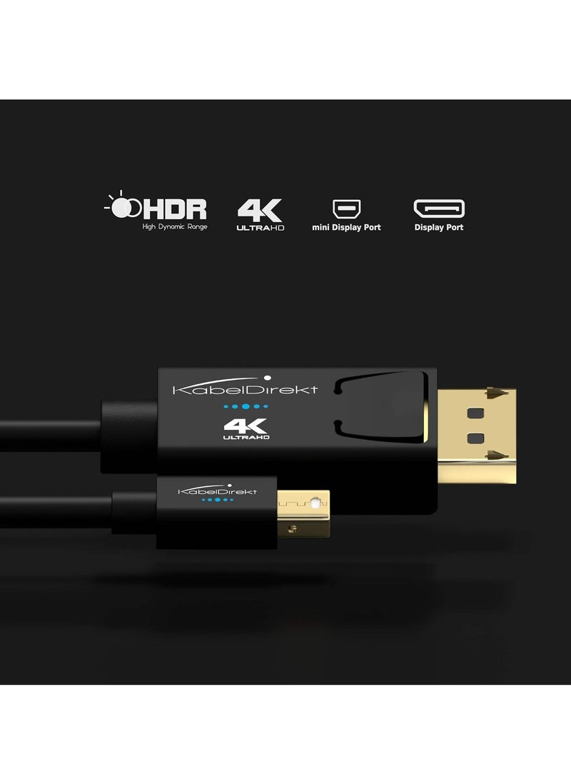 Mini DisplayPort Thunderbolt to 1L Ultra HD 4K 60Hz DisplayPort 1.2 Cable for PC Mac with Locking DP Connector Black - Image 5