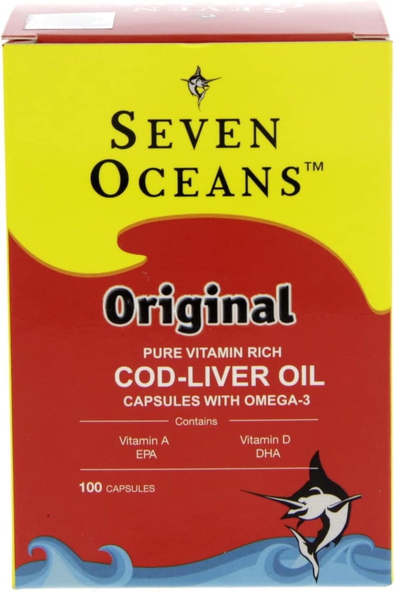 Seven Oceans Original Pure Vitamin Rich COD-Liver Oil Capsules With Omega-3 100pcs - Image 1