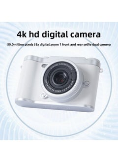 Generic High-definition Digital Student Party Camera Camera Campus Retro CCD Double Vlog Camera Travel Convenient Entry-level-Body Color:H8 White -64g Memory Card [apple  - Image 4