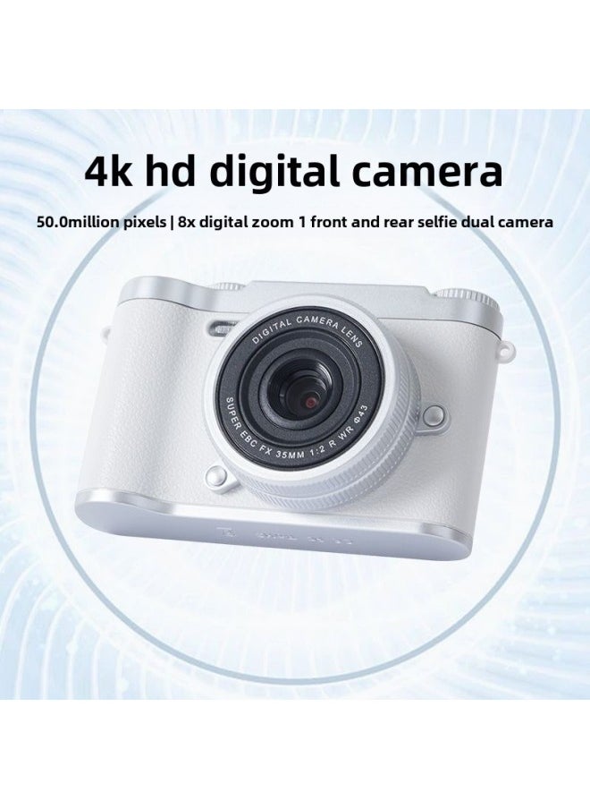 Generic - High-definition Digital Student Party Camera Camera Campus Retro CCD Double Vlog Camera Travel Convenient Entry-level-Body Color:H8 White -64g Memory Card [apple - Image 1