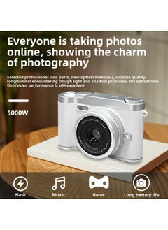 Generic High-definition Digital Student Party Camera Camera Campus Retro CCD Double Vlog Camera Travel Convenient Entry-level-Body Color:H8 White -64g Memory Card [apple  - Image 5