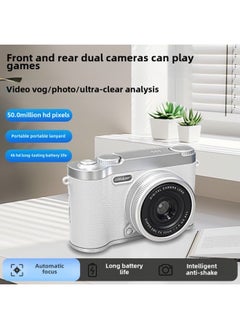 Generic High-definition Digital Student Party Camera Camera Campus Retro CCD Double Vlog Camera Travel Convenient Entry-level-Body Color:H8 White -64g Memory Card [apple  - Image 2