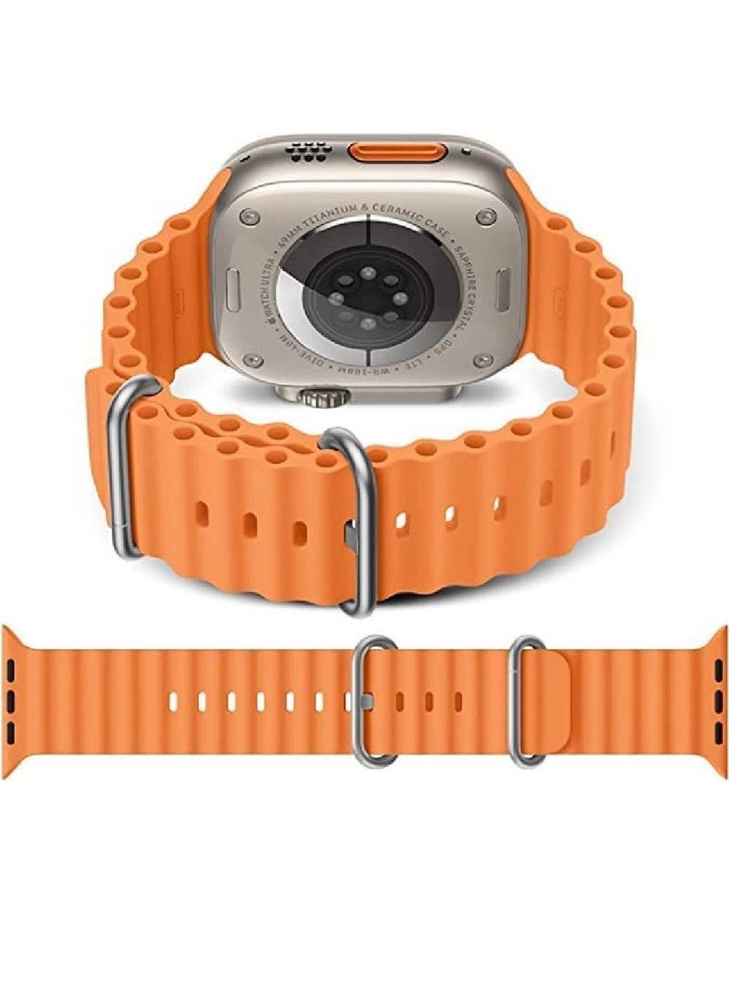 زومي مجموعة من 2 حزام حلقي بديل من النايلون مع خطاف G معدني لساعة Apple Watch Series 8 | 8 الترا أسود / برتقالي - Image 5