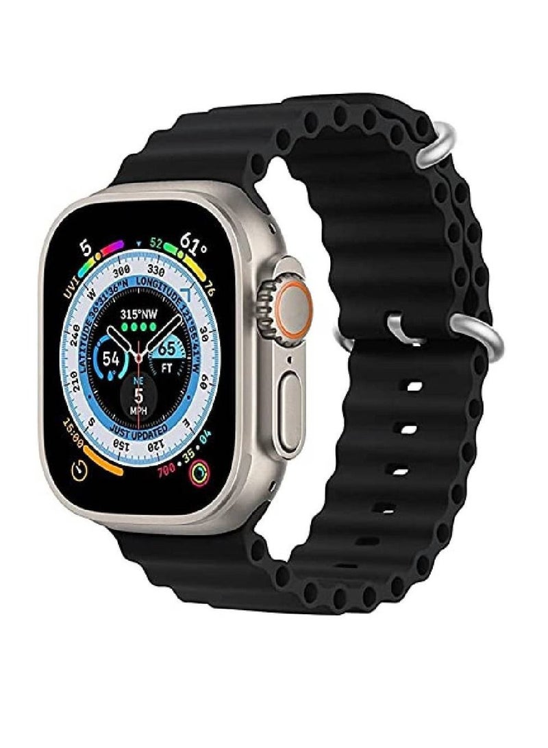 زومي مجموعة من 2 حزام حلقي بديل من النايلون مع خطاف G معدني لساعة Apple Watch Series 8 | 8 الترا أسود / برتقالي - Image 2
