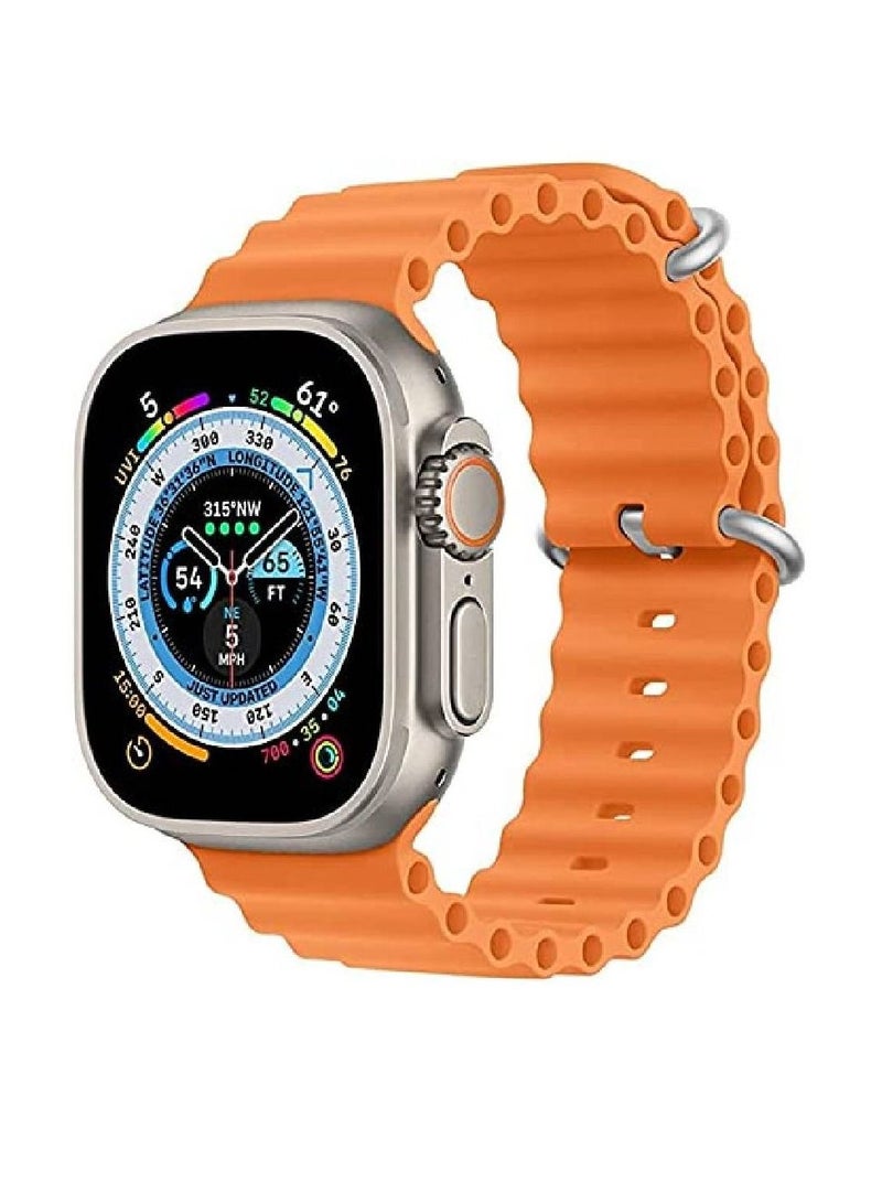 زومي مجموعة من 2 حزام حلقي بديل من النايلون مع خطاف G معدني لساعة Apple Watch Series 8 | 8 الترا أسود / برتقالي - Image 3