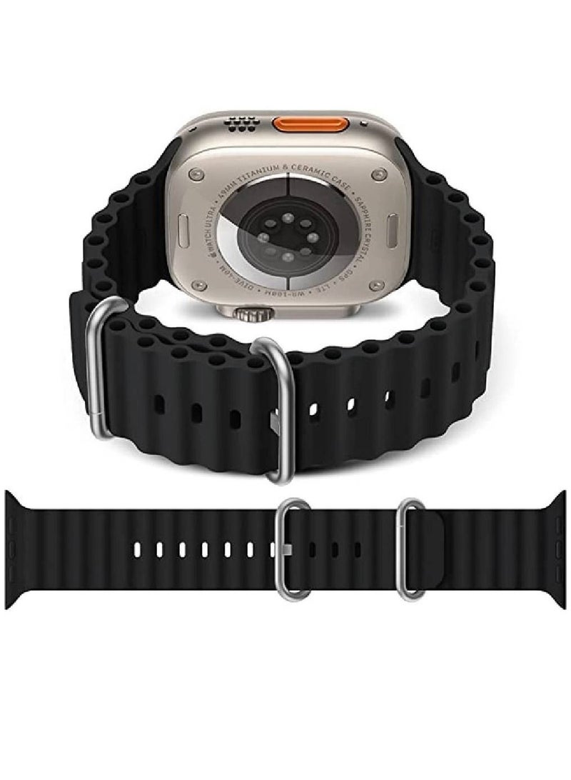 زومي مجموعة من 2 حزام حلقي بديل من النايلون مع خطاف G معدني لساعة Apple Watch Series 8 | 8 الترا أسود / برتقالي - Image 4