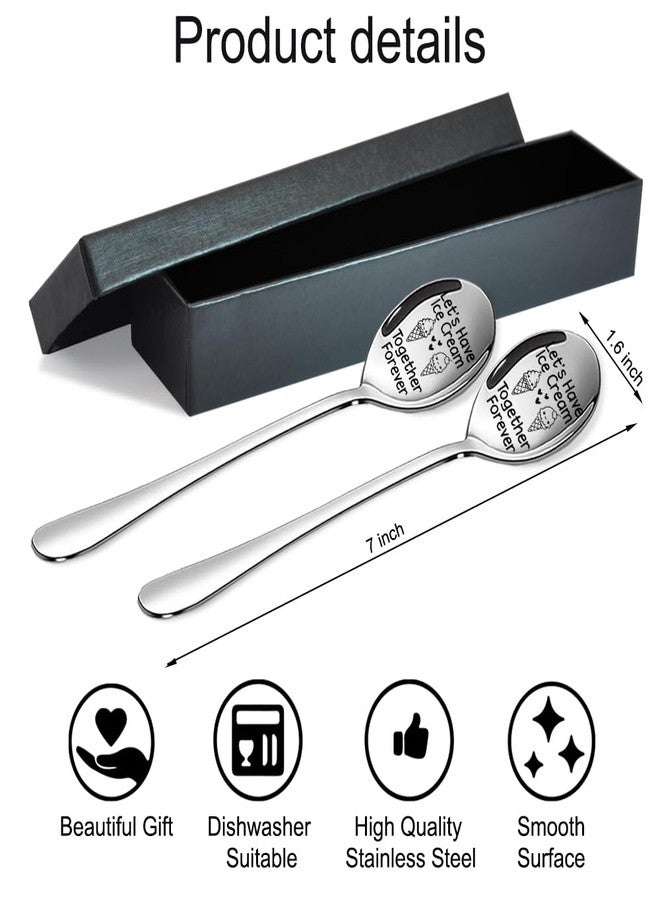 ZBBFSCSB Let's Have Ice Cream Together Forever - 2 Pcs Spoon Set, Our Ice Cream Shovel, Perfect for Boyfriend Girlfriend Couples - Valentine's Day Wedding Engagement Spoon Gift Ideas - Image 2
