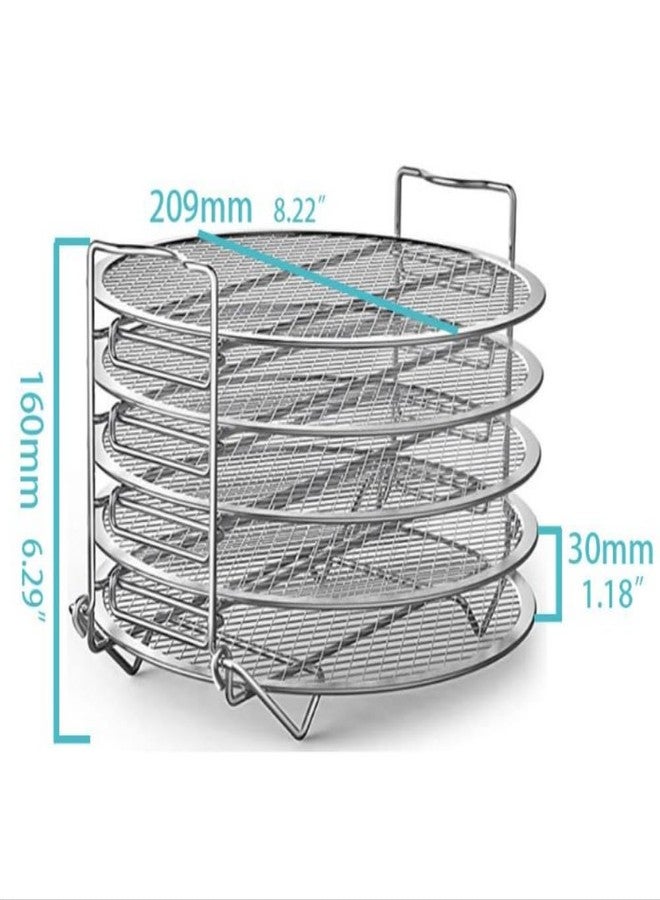 اوكيي رف تجفيف الطعام، حامل من الفولاذ المقاوم للصدأ، ملحقات متوافقة مع مقلاة الهواء Instant Pot، غطاء لحفظ رقائق البطاطس، رف مقلاة هواء سعة 6 كوارت من الفولاذ المقاوم للصدأ، يناسب جميع المقالي الهوائية والأفران وقدور الضغط بسعة 4.2 إلى 5.8 كوارت. - Image 3