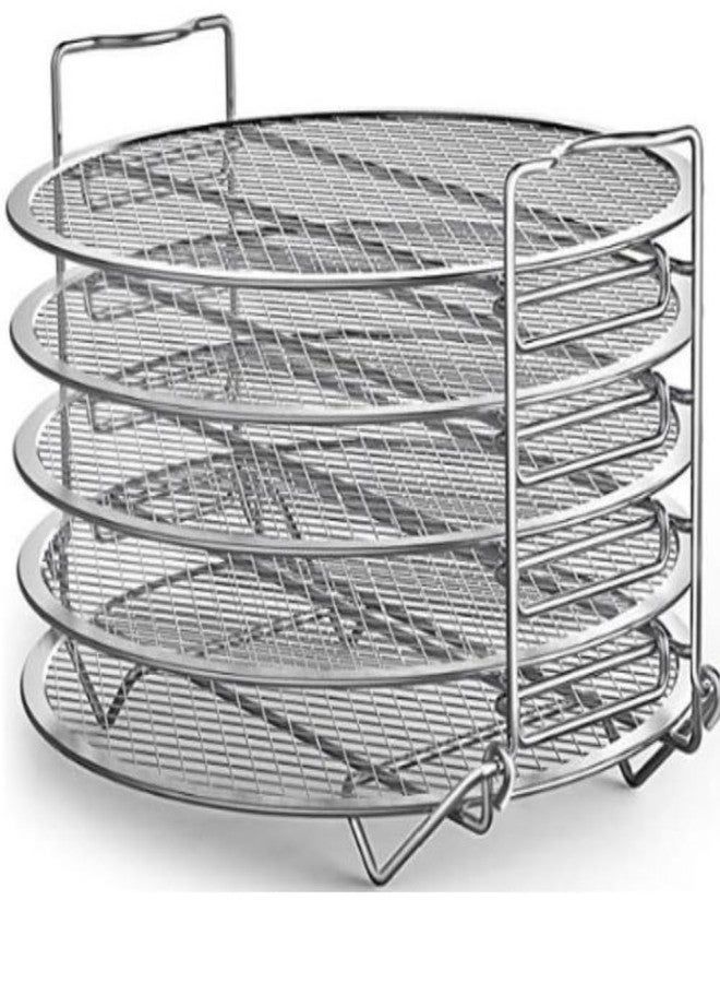 اوكيي رف تجفيف الطعام، حامل من الفولاذ المقاوم للصدأ، ملحقات متوافقة مع مقلاة الهواء Instant Pot، غطاء لحفظ رقائق البطاطس، رف مقلاة هواء سعة 6 كوارت من الفولاذ المقاوم للصدأ، يناسب جميع المقالي الهوائية والأفران وقدور الضغط بسعة 4.2 إلى 5.8 كوارت. - Image 1