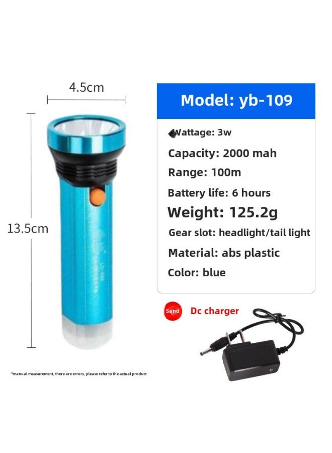 Kangming 8951 Flashlight Mini Kids Student Outdoor Home Lighting LED Rechargeable Plastic Flashlight-Product Specifications:Flashlight Yb-109 (lithium Battery Blue)  - Image 1