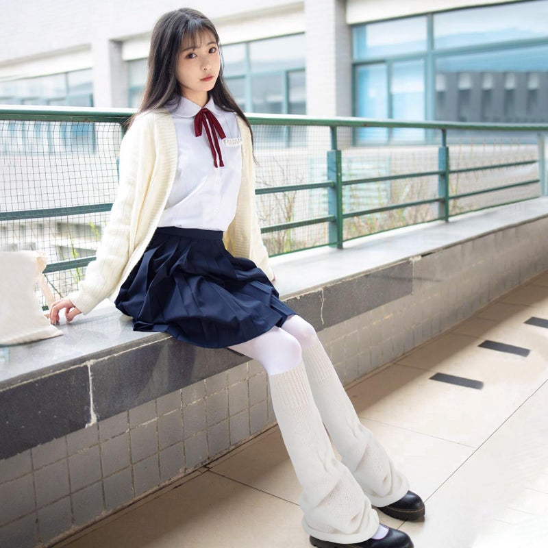 Junely Leg Warmers for Women Winter Kawaii Leg Warmer Cute Legwarmers Japanese Socks Halloween Goth Emo Lolita Gyaru Gothic Harajuku Accessories White - Image 2