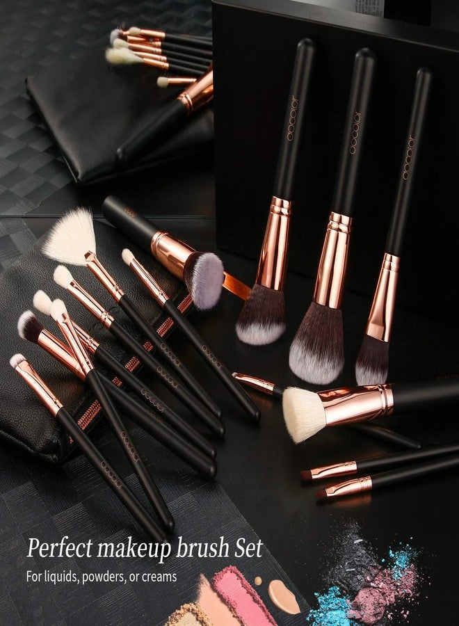 دوكولر مجموعة فرش مكياج دوكولور 15 قطعة، فرش دمج كريم الأساس بشعر طبيعي فاخر مع حقيبة مستحضرات تجميل - Image 3